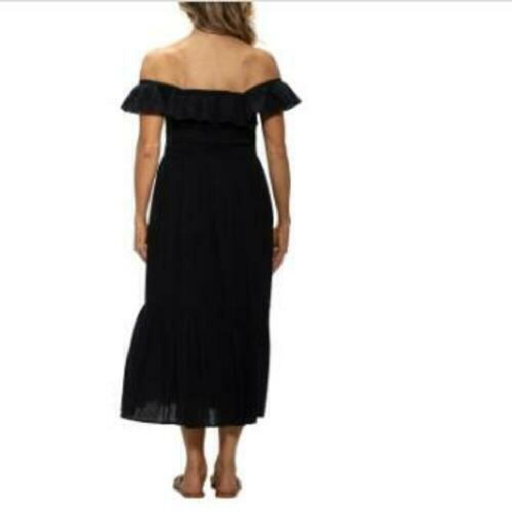 Dotti Women's Black Cotton On/Off-The-Shoulder Cover-Up Dress L NWT - Picture 2 of 2